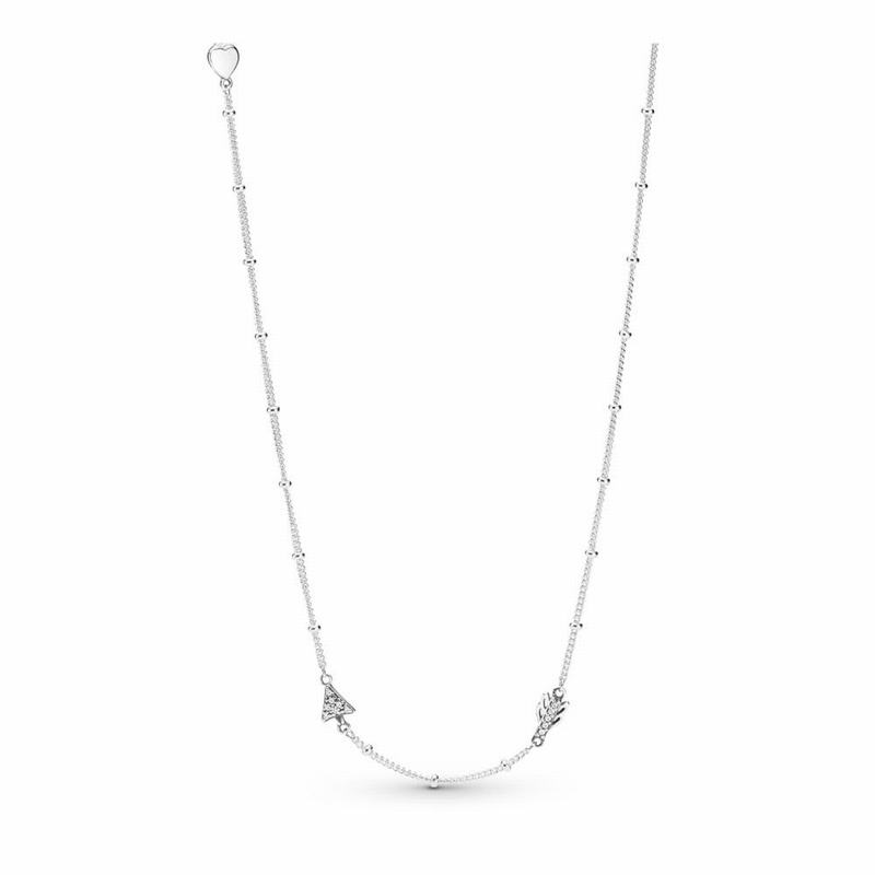 Pandora Sparkling Arrow Necklace - Sterling Silver/Cubic Zirconia - Canada | DW3377QL